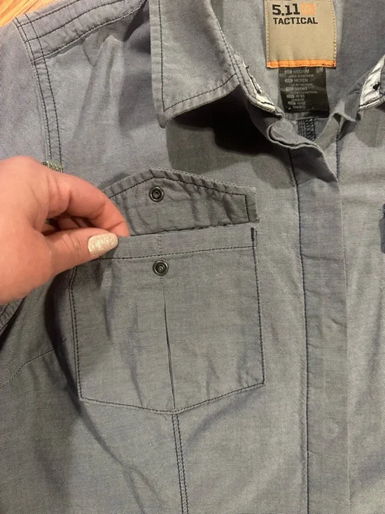 5.11 Tactical Blue Gray Long Sleeve Snap-Up Shirt with Pockets size M - Picture 6 of 12